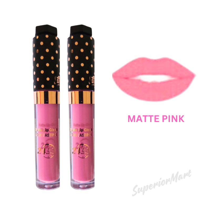 2X Saffron Matte Liquid Lipstick Lip Gloss 24Hr Long Lasting Matte PINK from Superior Mart