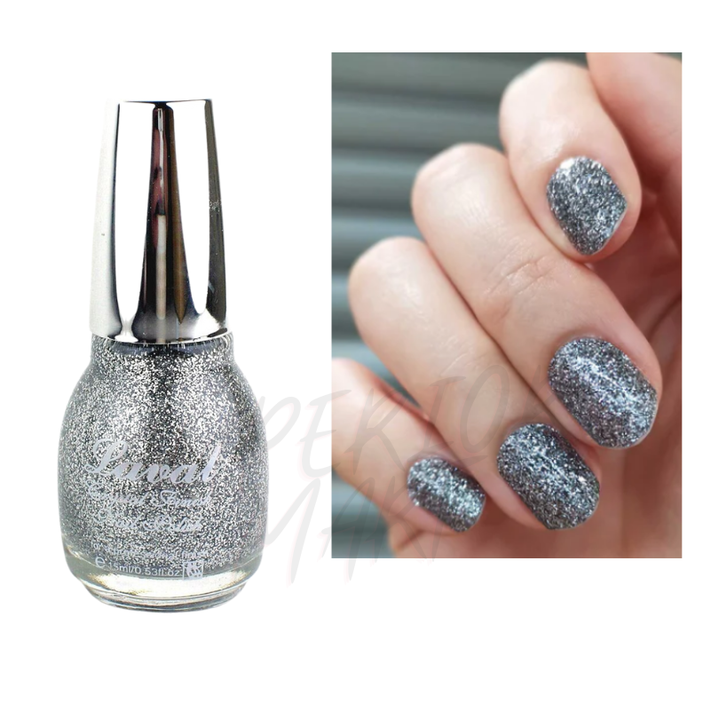 Laval Silver Glitter Nail Polish Varnish Crystal Finish 15ml from Superior Mart