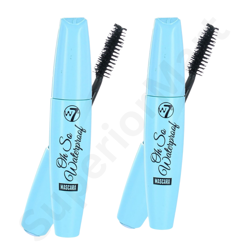 W7 Oh So Waterproof Blackest Eye Black Mascara (Pack of 2)