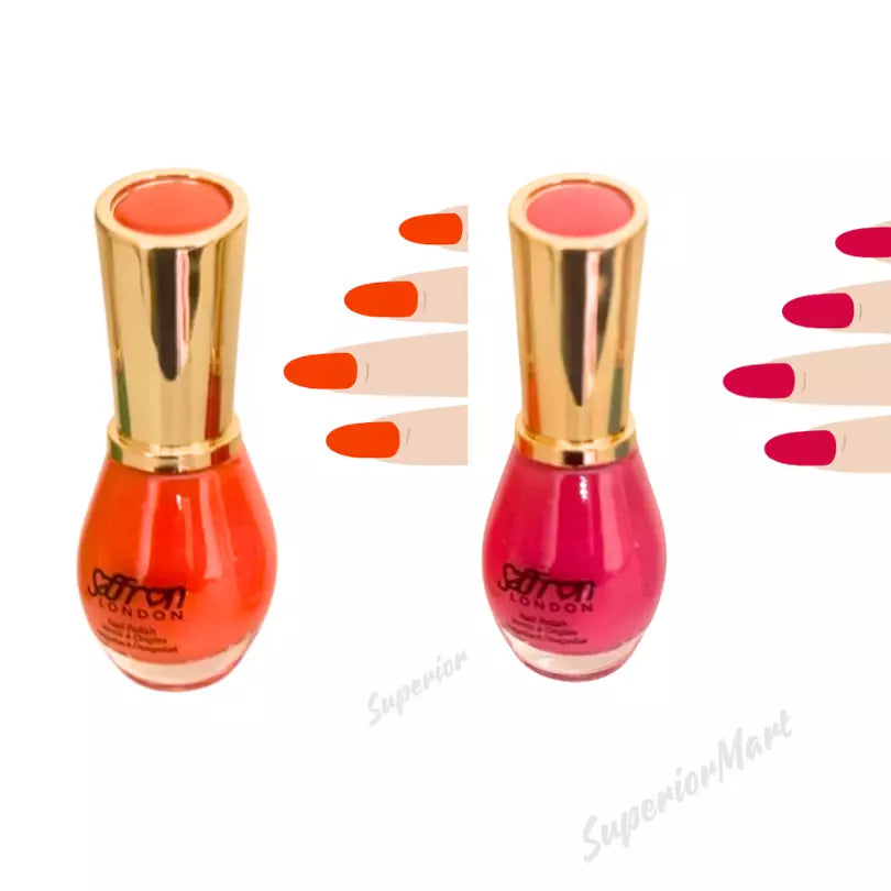 2X Saffron Nail Polish Nail Varnish New Shades Retro Orange Retro Pink from Superior Mart