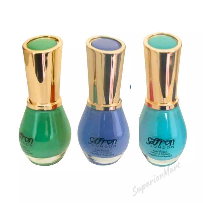 3X Saffron Nail Polish Nail Varnish New Shades Retro Sky Azure Jade from Superior Mart