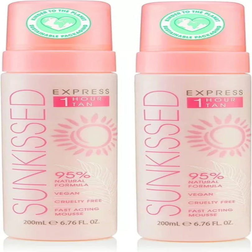 2xSunkissed Express 1 Hour Tan Quick Drying Mousse Face Lotion 200ml 95% Natural from Superior Mart